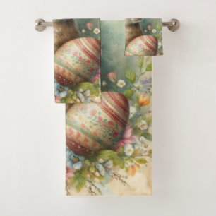 Conjunto de Toalhas de Banho de Páscoa Ovos de Pás
