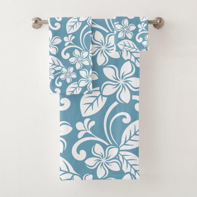 CONJUNTO DE TOALHAS DE BANHO DE PLUMÉRIA (AZUL SLA (Insitu)