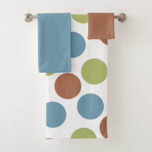 Conjunto de Toalhas de Banho de Pontos Azuis, Verd