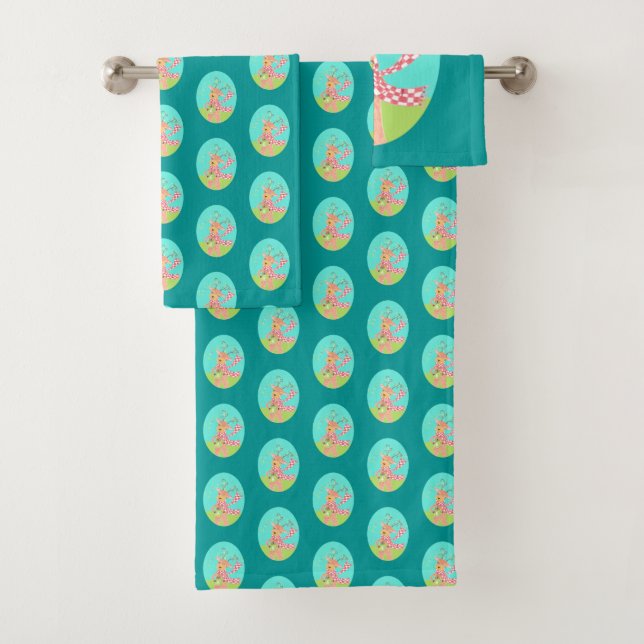 Conjunto de toalhas de banho de renas de Natal (Insitu)