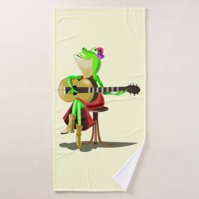 Conjunto de Toalhas de Banho de Sapo Tocando Violã (Toalha de Banho)