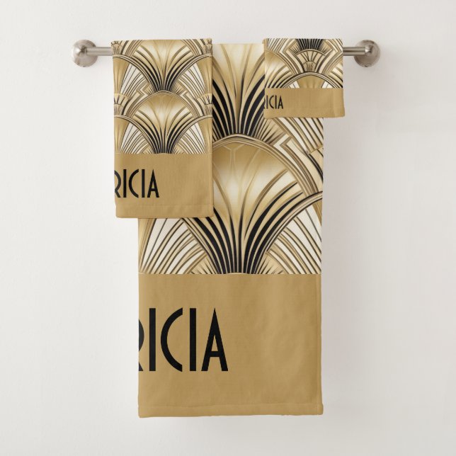 Conjunto de toalhas de banho elegantes douradas e  (Insitu)