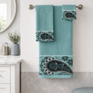 Conjunto de toalhas de banho estampadas em paisley