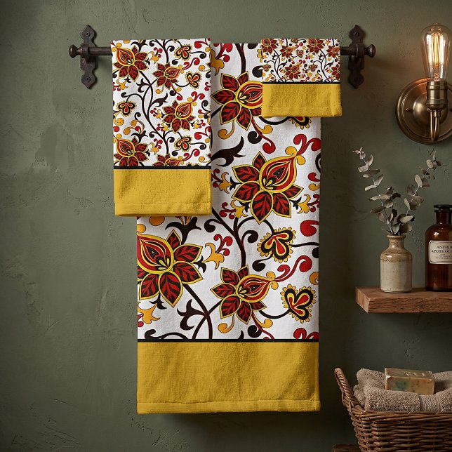 conjunto de toalhas de banho florais de outono (Criador carregado)