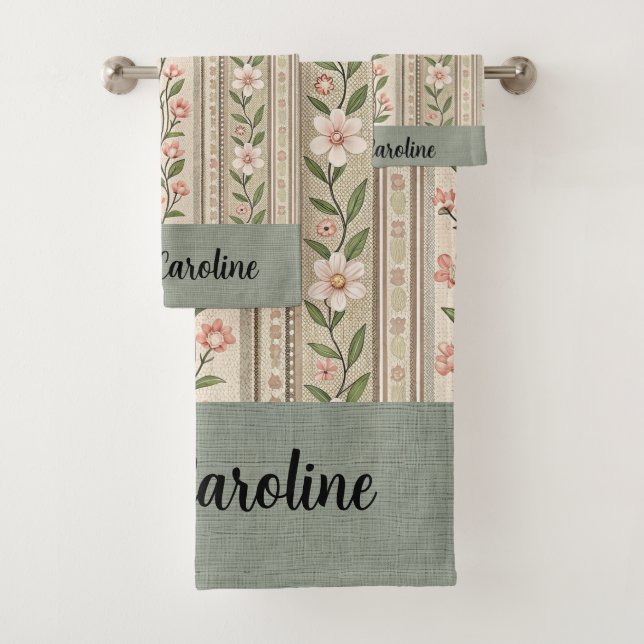 Conjunto de Toalhas de Banho Florais Verdes Elegan (Insitu)