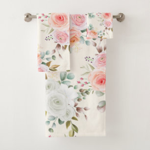 conjunto de toalhas de banho floral amado