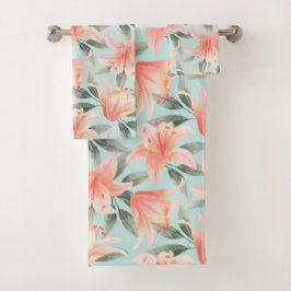 Conjunto de toalhas de banho Floral de Pêssego Cor