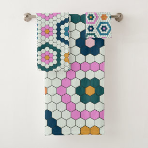 Conjunto de Toalhas de Banho Geométrico Hexágono R