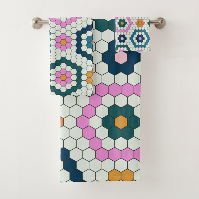 Conjunto de Toalhas de Banho Geométrico Hexágono R (Insitu)