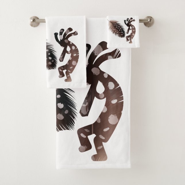 Conjunto de Toalhas de Banho Kokopelli com Penas d (Insitu)