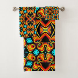 Conjunto de Toalhas de Banho Laranja e Vermelho