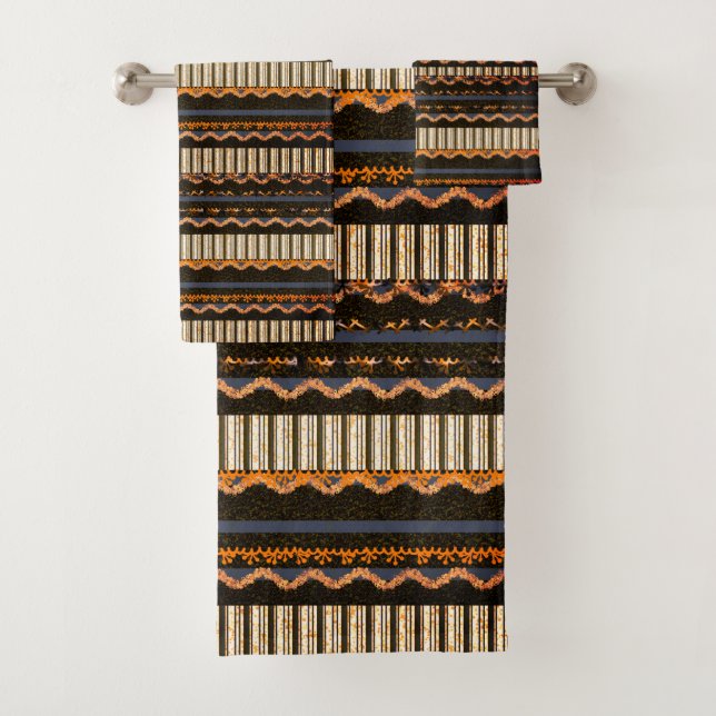 Conjunto de Toalhas de Banho Marrom, Azul e Laranj (Insitu)