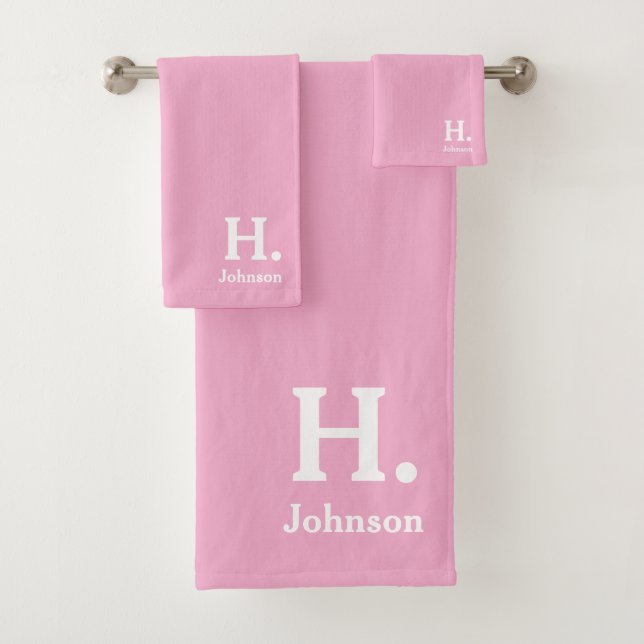 Conjunto de toalhas de banho monograma cor-de-rosa (Insitu)