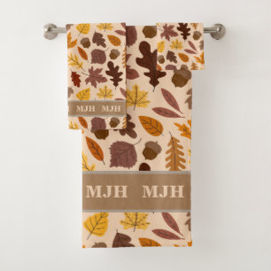 Conjunto de Toalhas de Banho Monograma - Folhas de