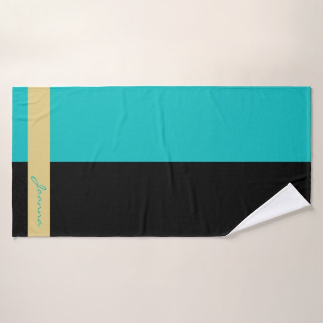 Conjunto De Toalhas De Banho Negro E Teal (Toalha de Banho)