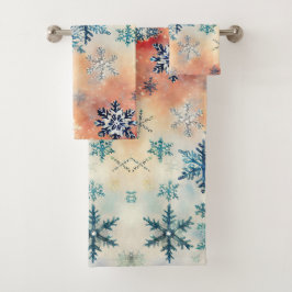 Conjunto de Toalhas de Banho - Padrão de Flocos de