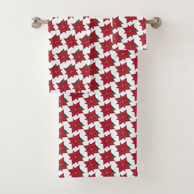 Conjunto de Toalhas de Banho Poinsettias de Natal (Insitu)
