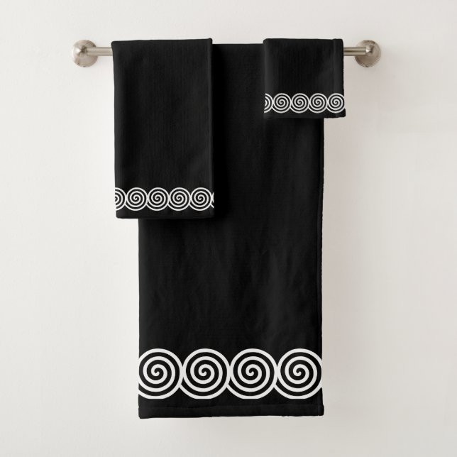 Conjunto de Toalhas de Banho Pretas com Círculos e (Insitu)
