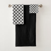 Conjunto de Toalhas de Banho Preto e Branco