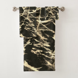 Conjunto de toalhas de banho preto e Dourado Marbl