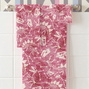 Conjunto de toalhas de banho rosa Dino Dig