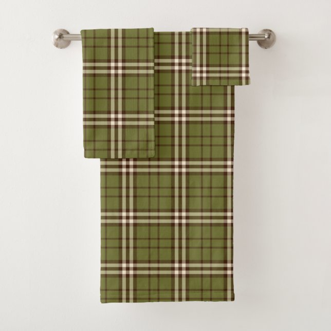 Conjunto de Toalhas de Banho Verde de Tartan (Insitu)