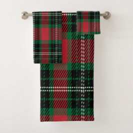 Conjunto de Toalhas de Banho Verde de Tartan