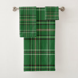 Conjunto de Toalhas de Banho Verde de Tartan