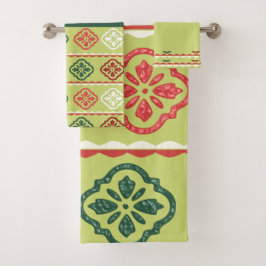 Conjunto de Toalhas de Banho Verdes