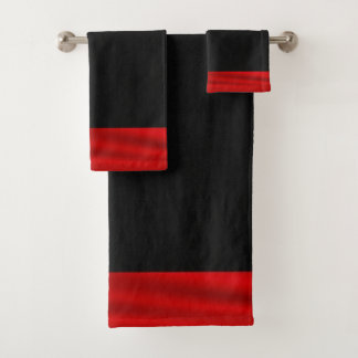 Conjunto de Toalhas de Banho Vermelho e Preto