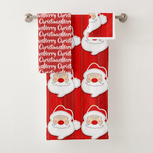 Conjunto de Toalhas de Banho Vermelho Feliz Natal  (Insitu)