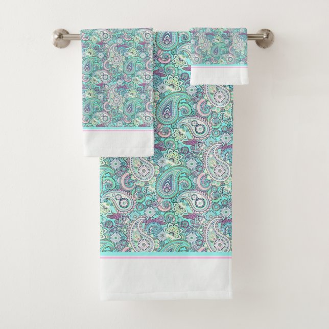 conjunto de toalhas de banho xadrez azul vintage (Insitu)