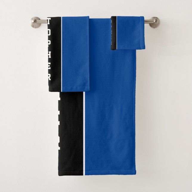 Conjunto de toalhas de banhos de faixa azul person (Insitu)