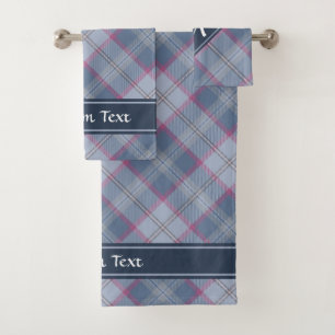 Conjunto de toalhas de banhos de Tartan azul e ros