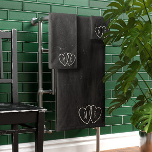 Conjunto de Toalhas de Bath do Monograma de Coraç