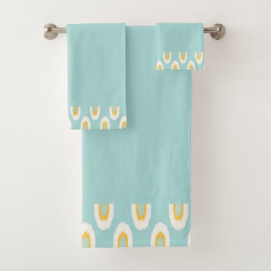 Conjunto de toalhas de borda do aquamarino