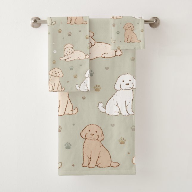 Conjunto de Toalhas de Cachorrinho Cockapoo Fofo P (Insitu)
