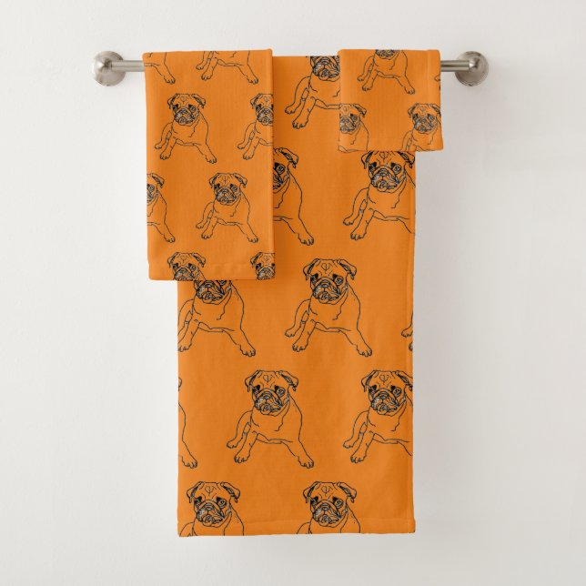 Conjunto de Toalhas de Cachorro Pug Fofo da Moda (Insitu)