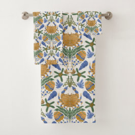 Conjunto de Toalhas de Caranguejo e Shell Costeira