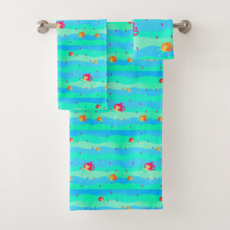 Conjunto de toalhas de Chibi Mermaids & Seaeques