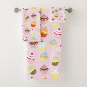 Conjunto de toalhas de cupcake