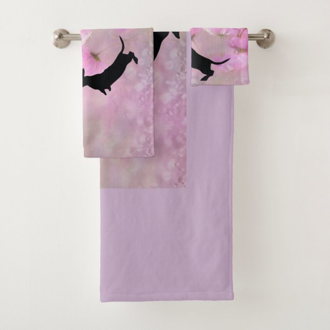 Conjunto de Toalhas de Dachshund Floral Lavanda (Insitu)
