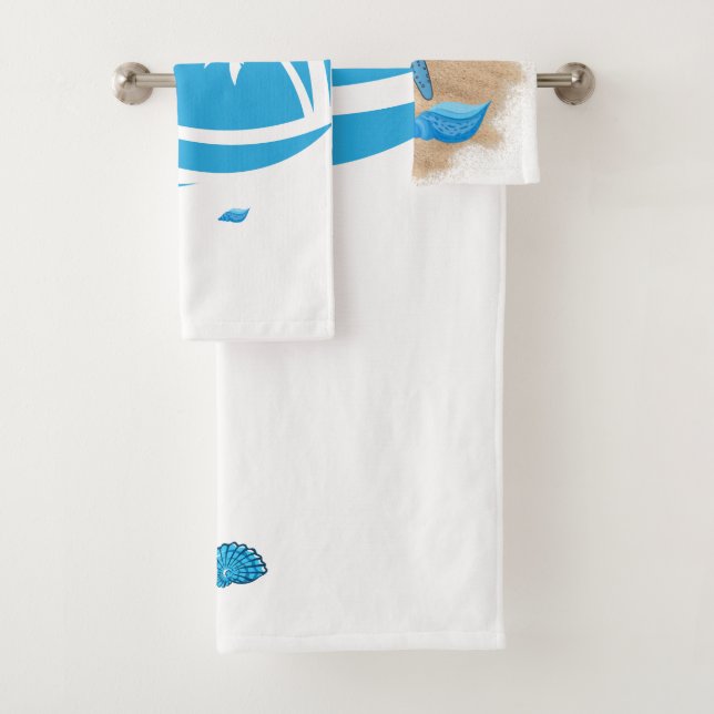 Conjunto de toalhas de Design da praia azul e bran (Insitu)