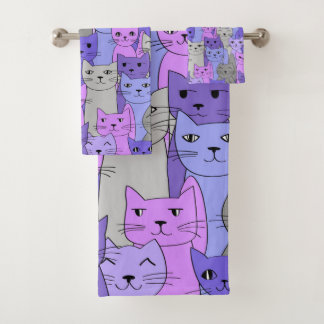 Conjunto de toalhas de Design de gatos roxos