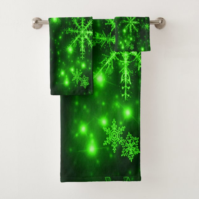 Conjunto de Toalhas de Flocos de Neve Verdes Profu (Insitu)