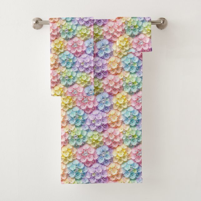 Conjunto de Toalhas de Hortênsias Pastel e Diamant (Insitu)