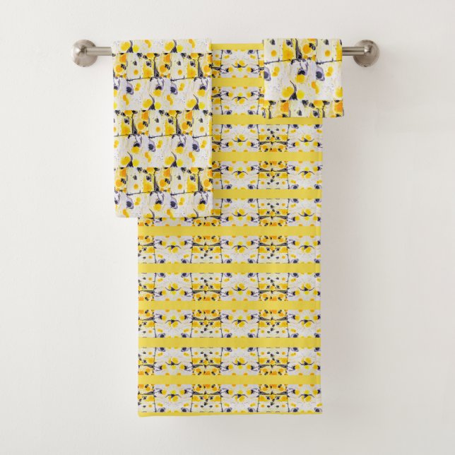 Conjunto de toalhas de Impressão preto e amarelo (Insitu)