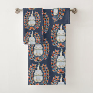 Conjunto de Toalhas de Indigo Gato de Yoga