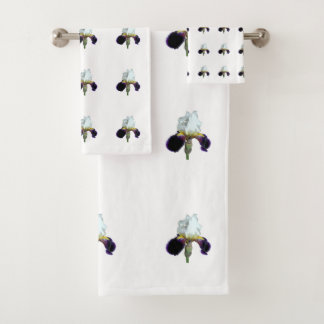 Conjunto de Toalhas de Íris Roxo e Branco