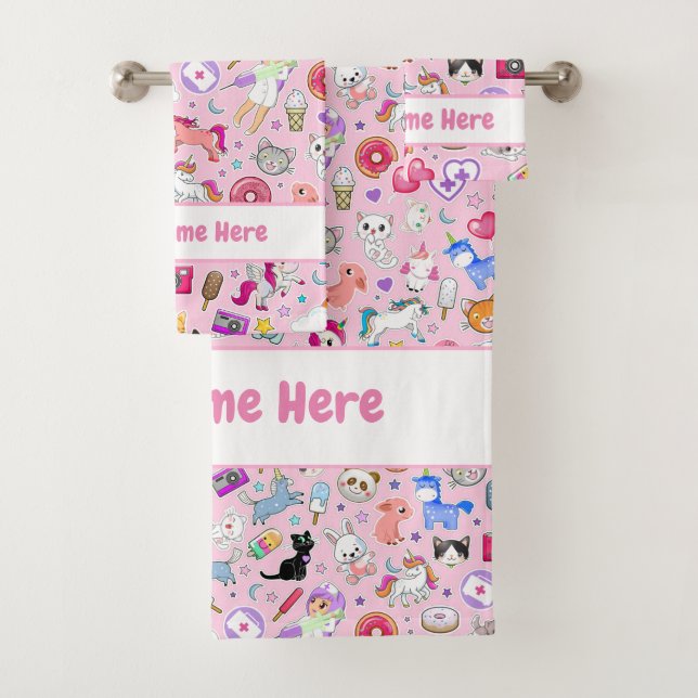 Conjunto de toalhas de Kawaii Rosa (Insitu)